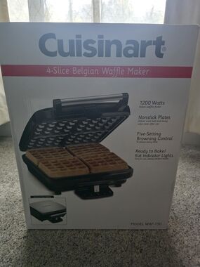 Cuisinart Black 4-Slice Belgian Waffle Maker - Brand New